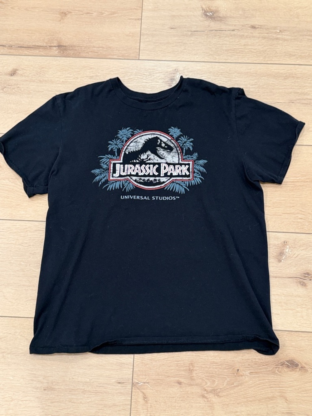 Universal Black Graphic Logo Tee with Multicolor Print